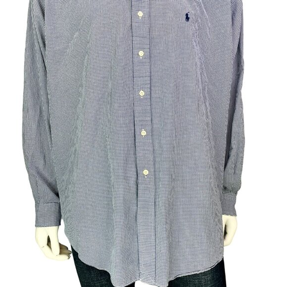 Ralph Lauren Mens Shirt Blake Fit Oversized Button Blue Gingham Check Size XL - Picture 5 of 12